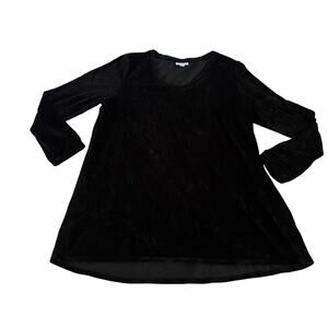 J Jill Pima Cotton Modal Blend Black Velvet Long Sleeve Top Sz L